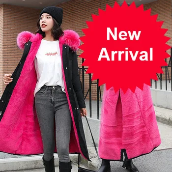 

Cotton Winter Coat Sustans Long Jacket Female Parka Outwear Plus Size Jaquetas Feminina 2020 Large Fur Collar Hooded Down Women