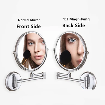 

Free-punching Wall-mounted 360° Rotatable 2-face Copper Bathroom Beauty Makeup Mirror Folding Home Back Magnifying Mirror