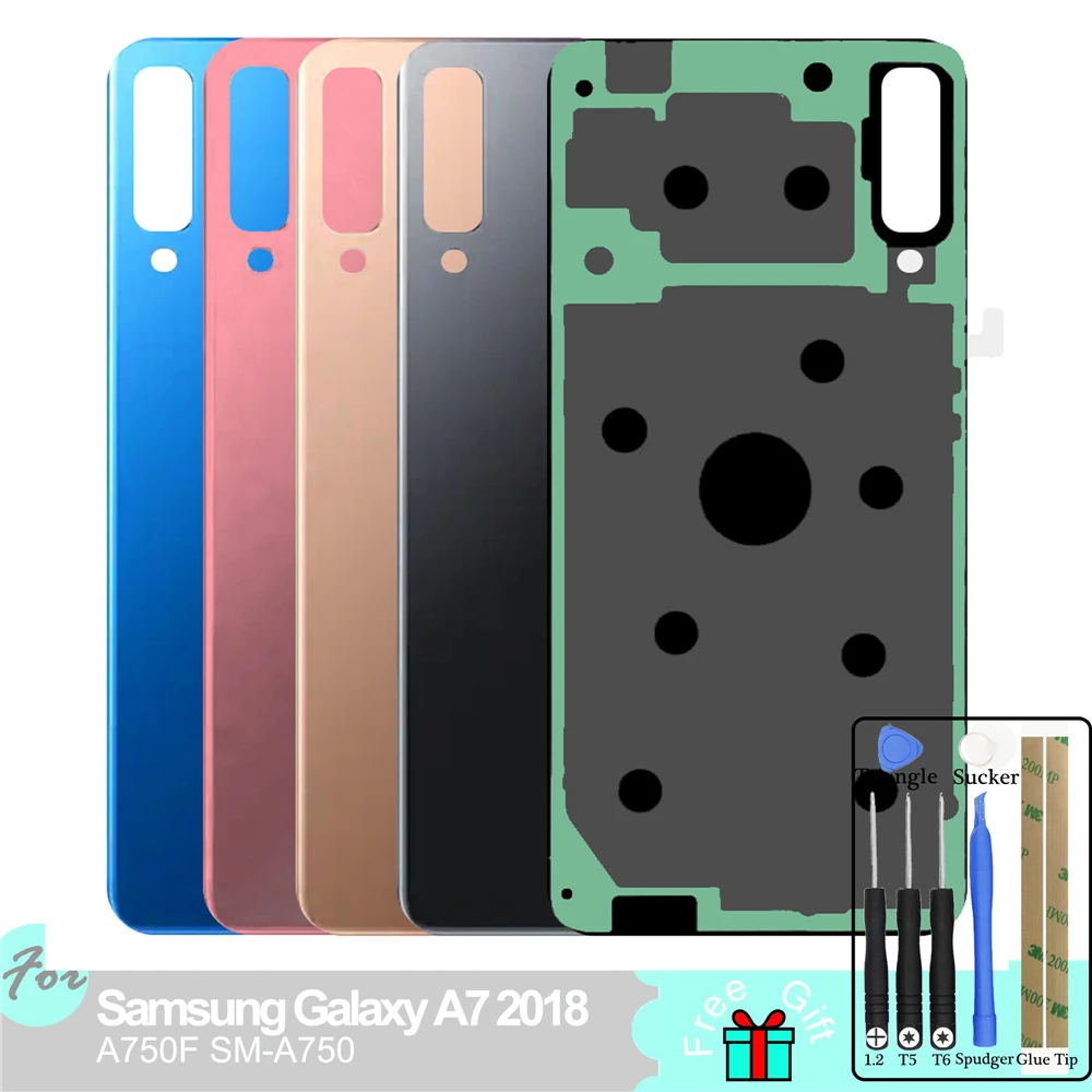 

Back Battery Cover For Samsung Galaxy A7 2018 A750F SM-A750 Rear Back Glass Door Housing Cover Panel Replacement Parts