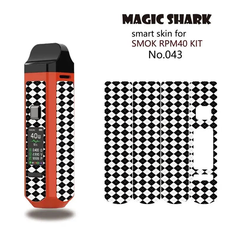 Магическая Акула 2.5D доллар Роза Череп Железный человек Дерево Печать Vape Pod стерео чехол наклейка пленка для Smok RPM40 - Цвет: 043