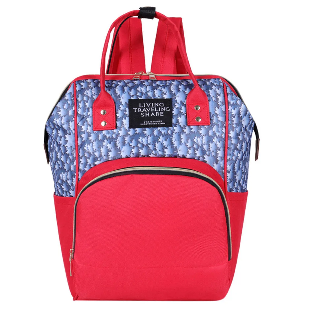 Red Diaper Bag Baby Nappy Bag Mummy Daddy Backpack Large Capacity Waterproof Casual Laptop Bag Rechargeable Holder for Bottle - Цвет: Red