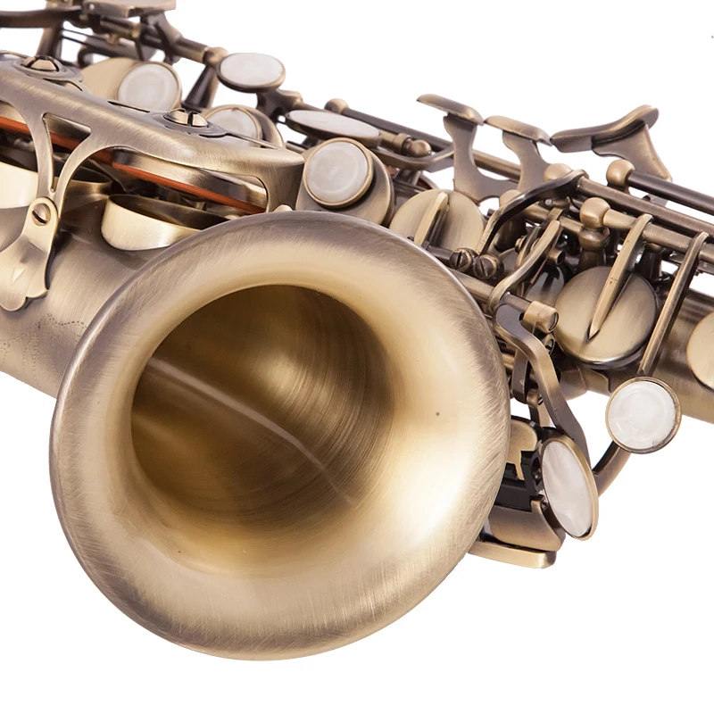 Vintage Style Bb Soprano Saxophone Sax Brass Material Woodwind Instrument with Case Gloves Cleaning Cloth Brush Sax Strap Mouthp