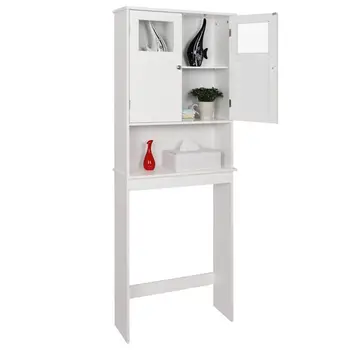 

Double Doors Bathroom Cabinet White Waterproof and moisture-proof Chrome handle High quality Easy to assemble