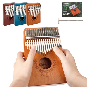 

17 Key Thumb Piano Mahogany Musical Instruments Kalimba Hammer Sticker Kit Child Beginners Finger Piano 2020