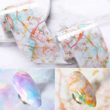 

1 Box Nail Foils Marble Series Pink Blue White Mixed Colors Patterns Nail Transfer Sticker 3D Nail Art Design Decoration