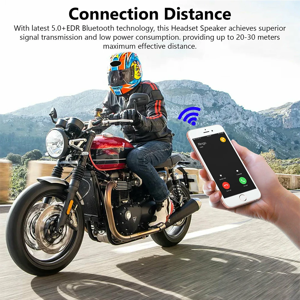 Oreillette Bluetooth 5.0 pour Moto, appareil de communication Anti-interférence, Intercom mains libres sans fil, haut-parleur MP3