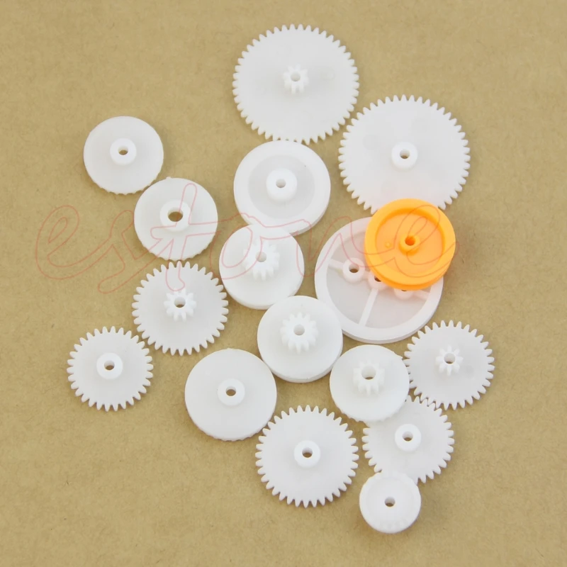 Type Plastic Shaft Single Double Reduction Crown Worm Gears DIY Robot 60pcs