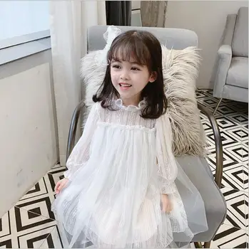 

girl wedding dress elegant girl lace long sleeve party dress children clothes wholesale