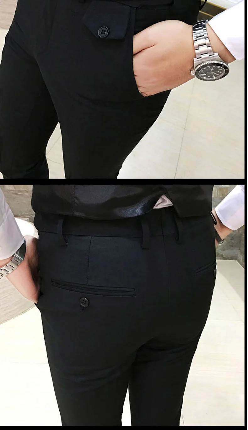 seasons slim trousers men's business dress professional dress feet pants men's solid color wild business casual suit pants
