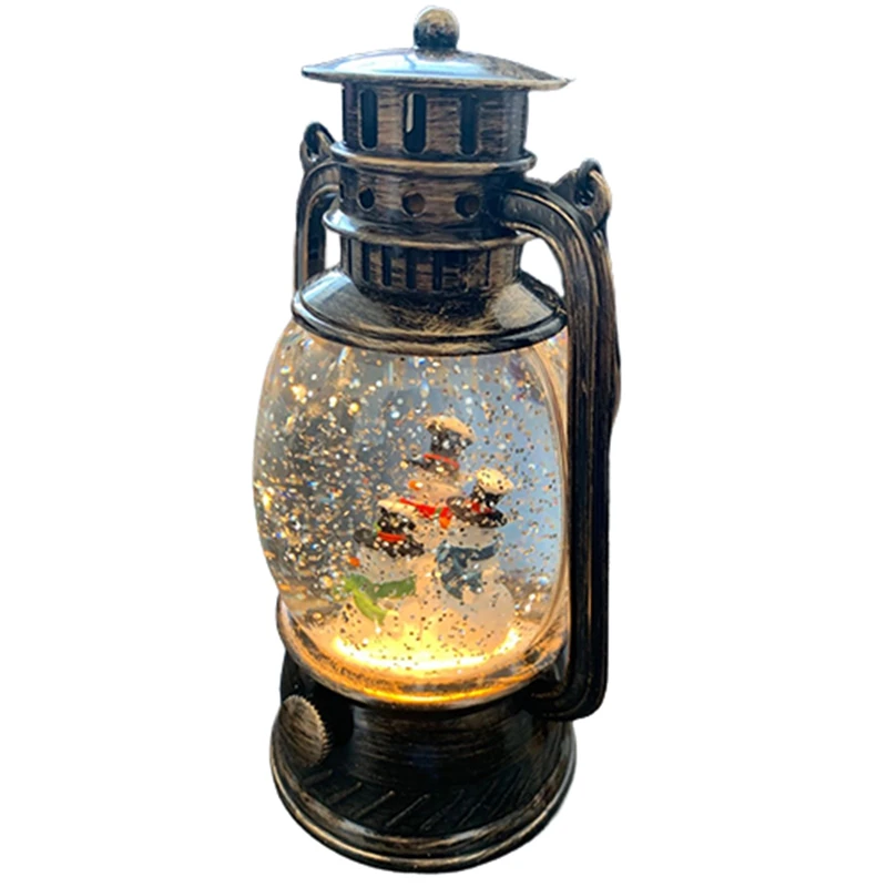 

Christmas Snow Globe Lantern with Swirling Glitter and Battery & USB Powered Light 6H Timer for Christmas Decoration