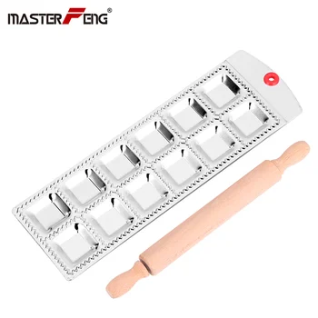 

12 Square Ravioli Molding Tray Set With a Wooden Rolling Pin Pasta Cutter Pastry Ravioli Maker Pan Ravioli Plate
