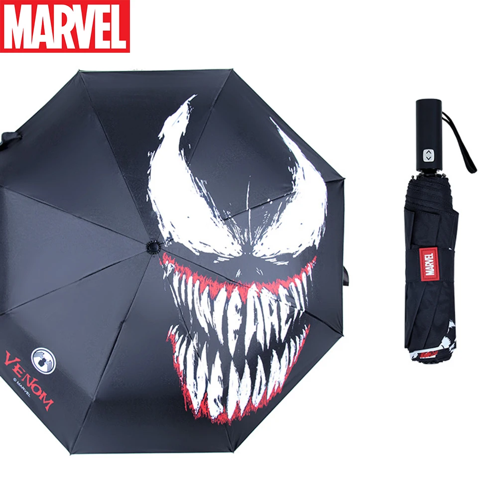 Marvel Adolescente Ombrello Veleno Studente Manico Lungo Ombrello Semi-Automatico Ombrello Spiderman Iron-Man Avenger Captain Umbrella