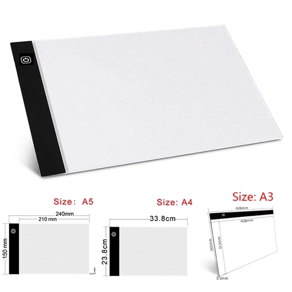 A3/A4/A5 LED Light Pad Artist Light Box Table Tracing Drawing Board Pad Diamond  Painting Embroidery Tools