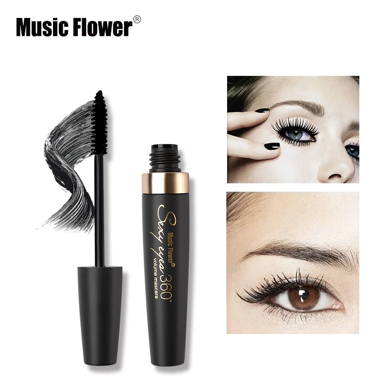 Тушь для ресниц Music Flower, ультрачерная тушь для макияжа, объемная завивка, толстые ресницы, защита от пятен, 24 часа, долговечная вращающаяся на 360 градусов кисть| | | АлиЭкспресс
