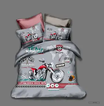 

Red Motorcycle Race Bedding Set Boys Bedroom Decor Bedding Set 100% Microfibe 1PC Duvet Cover with Pillowcases No Comforter