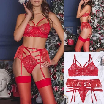 

Lingerie Sexy Bra Set New Fashion Lace Lingerie Underwear Sleepwear G-string Thong Garter Bra Reggiseno da donna Dropship A