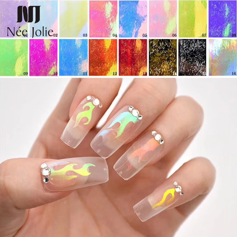 

1 Sheet Nail Vinyls Stencil Hollow Stickers Holographic Strip Tape Nail Art Stickers Laser Sticker ManicAure Stencil Stickers