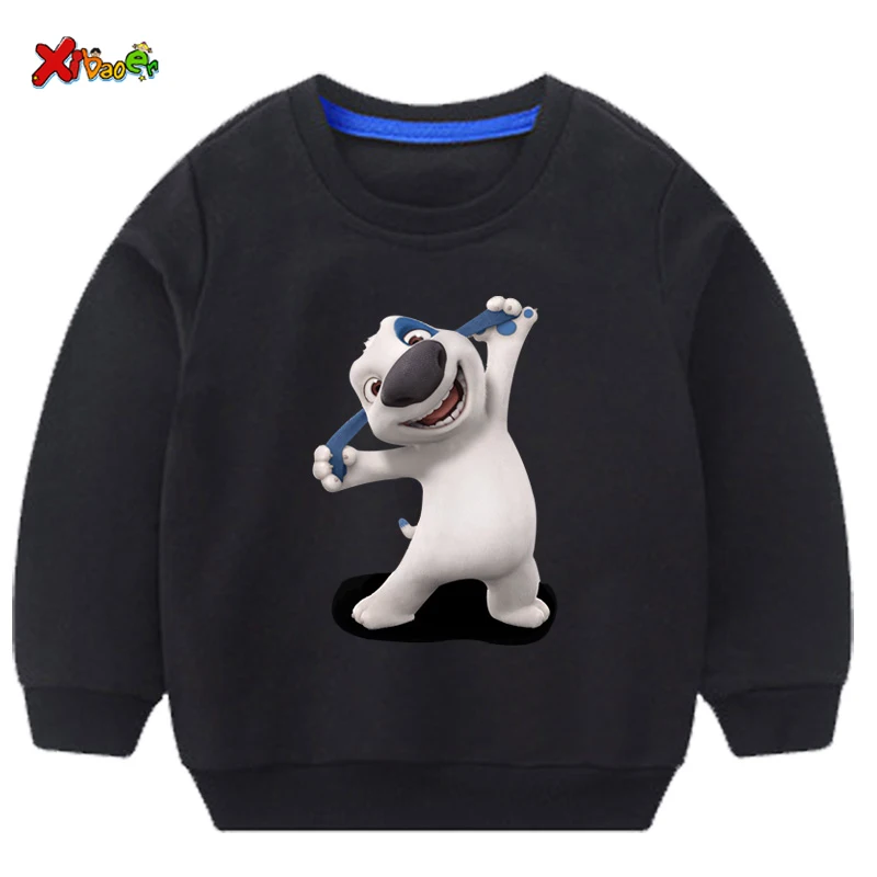Толстовки для мальчиков; детская одежда с Томом и его другом, говорящим котом, собакой; толстовка для девочек; белый Хлопковый пуловер; футболка; осень г - Цвет: Sweatshirts Kids