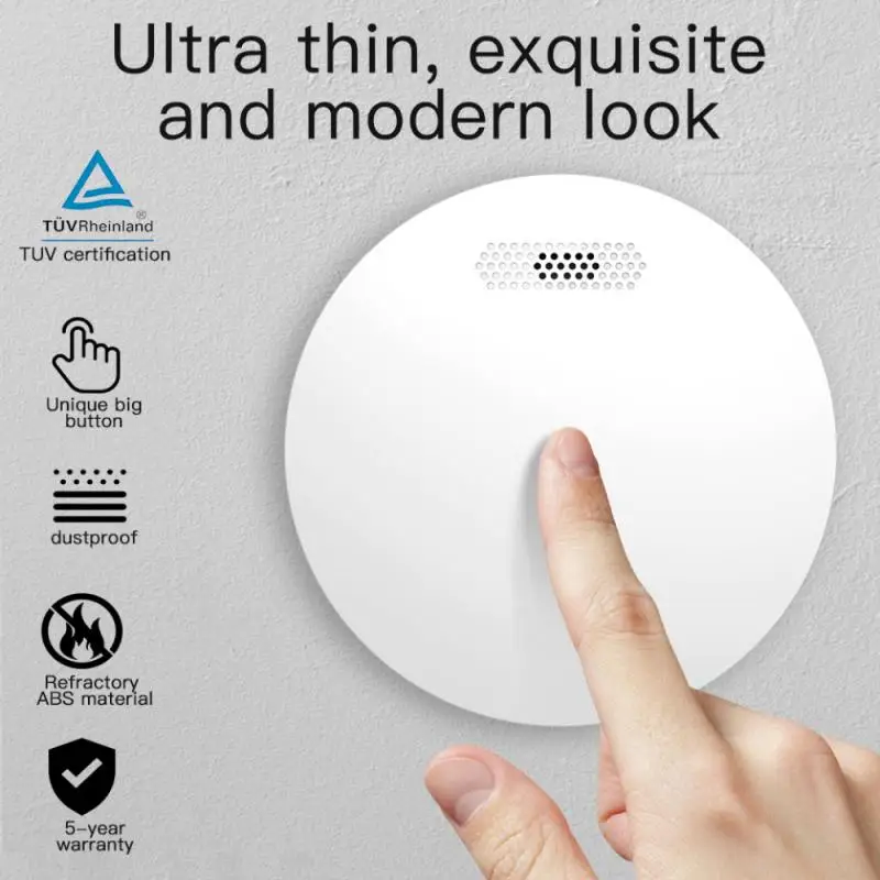 Tuya WiFi Smart Smoke Detector Fire Alarm Protection Smoke Sound And Light Alarm Sensor Smart Home Security System Smart Life best alarm keypad