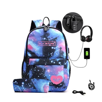 

BLACKPINK Backpack Women School Bags for Teenage Girls Usb Bagpack Large Teen Student Schoolbag Korea Style 2020 New