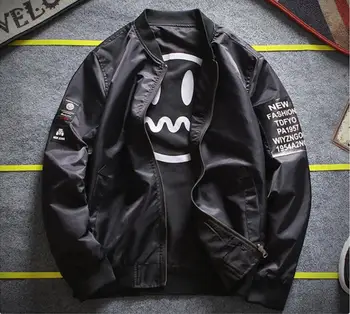 

Men Bomber Jacket Hip Hop Patch Designs Slim Fit Pilot Bomber Jacket Coat Men Jackets Plus Size Men Coat