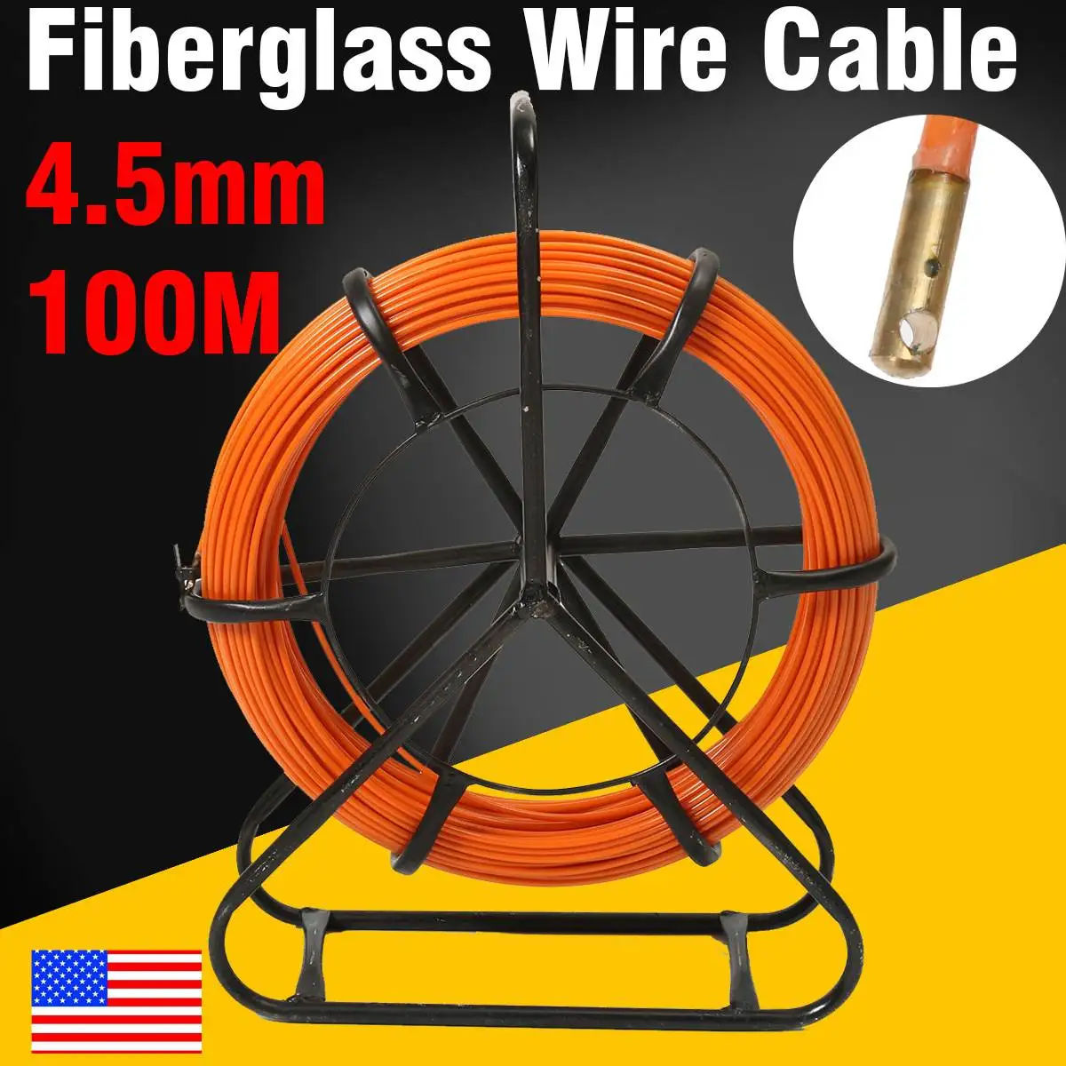 

100M 4.5mm Fiber Glass Rodder Tape Cable Running Rod Wire Puller Push Pull Rod