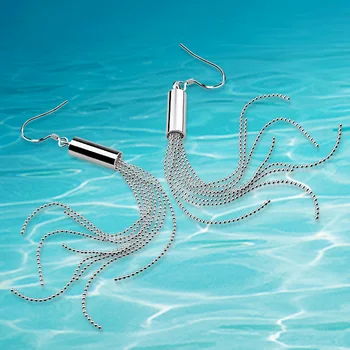 

My best 1111! Fashion 925 Sterling Silver Earrings For Women, Elegant Style Tassel Earrings, Lady's Long Drop Earrings