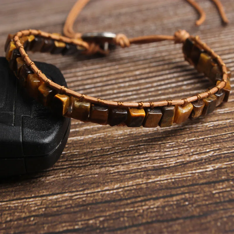 LanLi натуральные ювелирные изделия 4x4 мм Квадратные Желтые колготки глаз браслет для мужчин и женщин давая подарки и самоиспользование