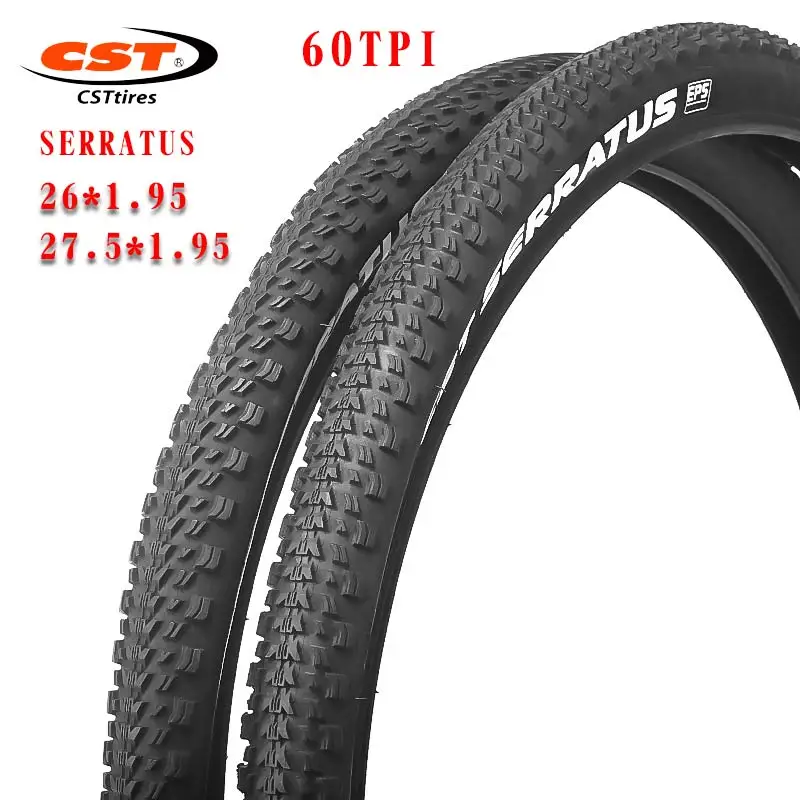 CST Serratus C1955 Mountain Bike Steel Wire EPS Stab Resistant MTB Bicycle Tire, 26 in x 1.95 in, 27.5x1.95, 60TPI