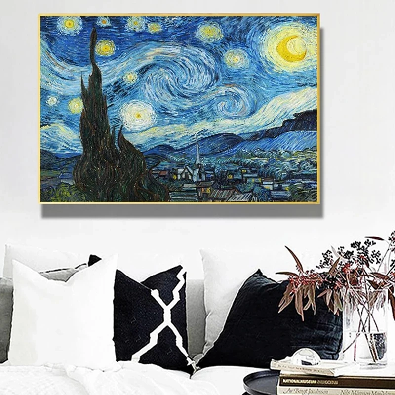 Плакаты и принты Ван Гога Звездная ночь настенная Картина на холсте знаменитая