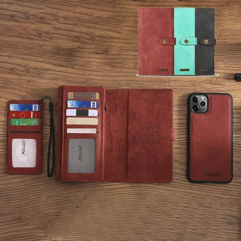 

Premium Leather Mutifuction Wallet Phone Case for IPhone 11 Pro Xr X Xs MAX 7 8 Plus Flip Card Holder Detachable Magnetic Case