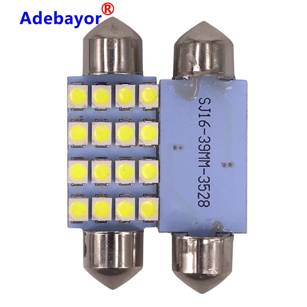 3528X39 мм c10w 16SMD светодиодсветодиодный белая синяя Автомобильная купольная