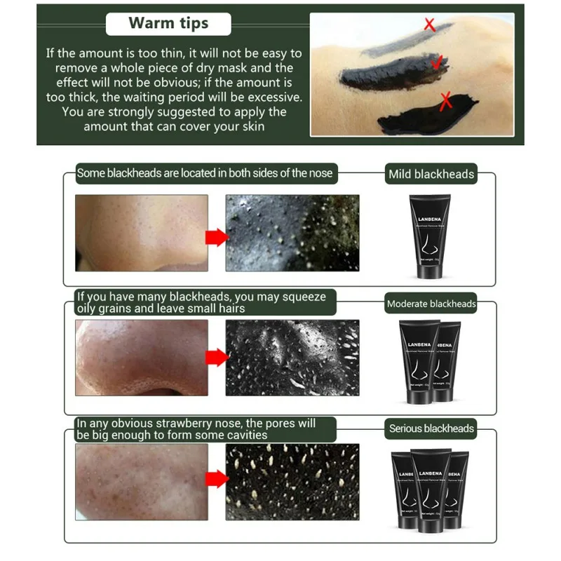 Deep Cleaning Blackhead Remover Facial Mask Remove Black head Acne Shrinking Pore Improve Rough Skin Acne Treatment Face Masks