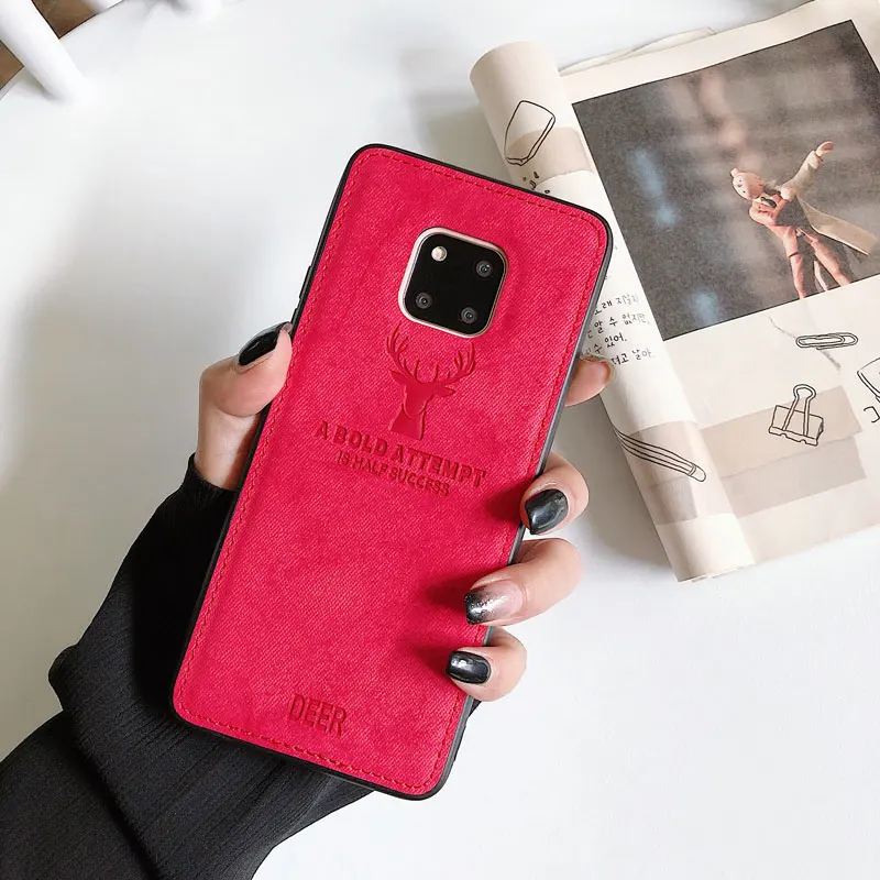 Тканевый чехол с рисунком оленя для huawei Honor V30 Play 3 3E 9X Max 20 Pro Nova 5i P20 Lite P30 Pro Мягкий силиконовый чехол - Цвет: Красный