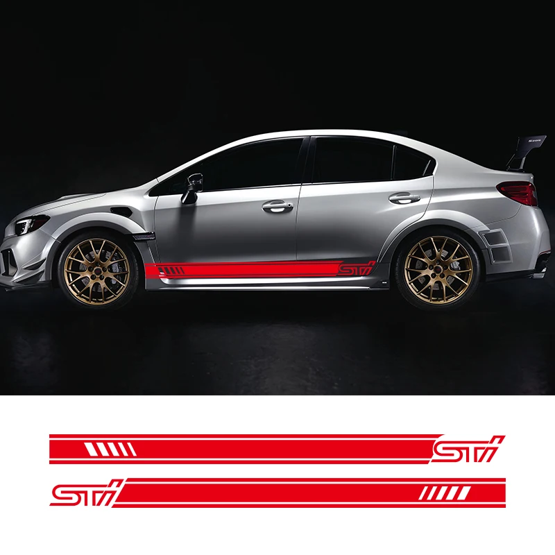 Racing Sport Stripes Car Door Side Skirt Sticker For Subaru WRX STI Auto Body High Quality Waterproof Vinyl Accessories Decals