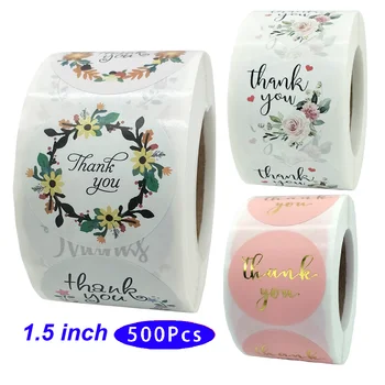 

1.5inch 500Pcs/Pack Kawaii Thank You Sticker Seal Label Heart Scratch Off Scrapbooking Aesthetic Circle Back to School Material