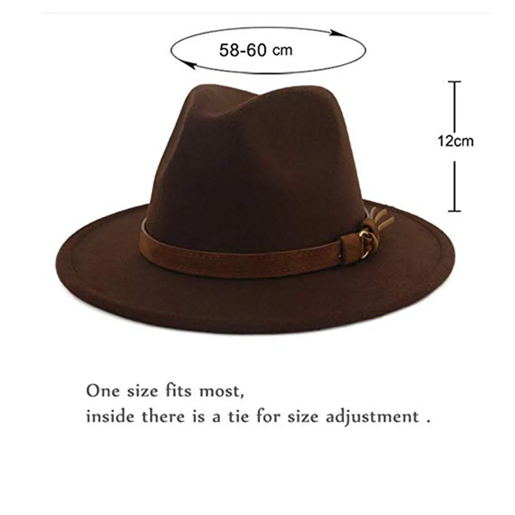 Винтаж сплошной цвет фетровый котелок с широкими полями Fedora Hat Зима флоппи Женская кепка Джаз горра Европейский Американский Круглый Кепка s котелок шапки