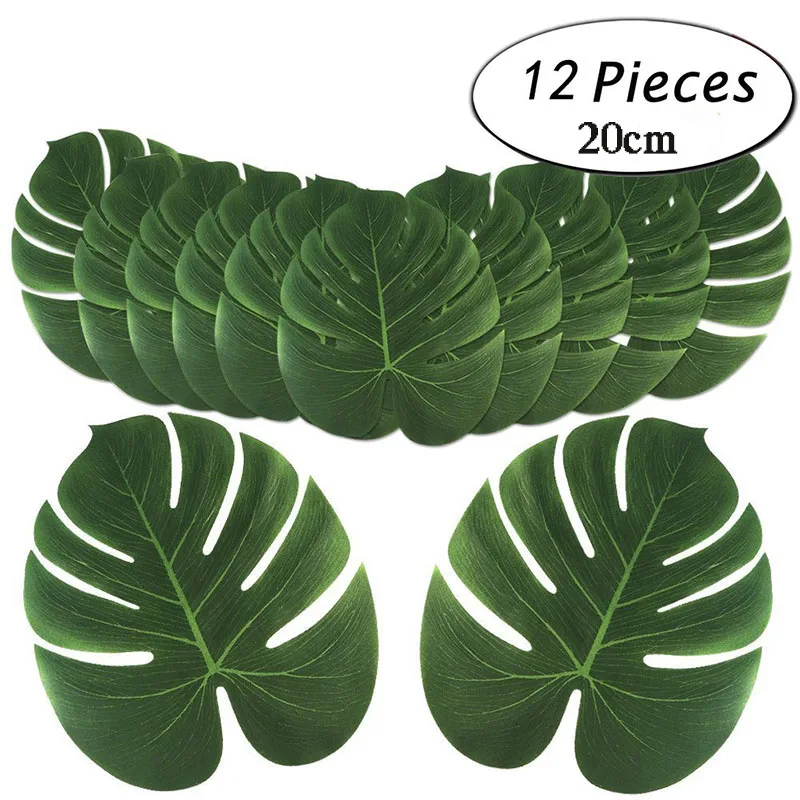 12pc Tropical leaves Джунгли вечерние для вечеринки в стиле сафари Декор воздушные шары из фольги в виде животного зоопарка животных диких один день рождения декорации детей зеленые шары - Цвет: 12pc Tropical leaves