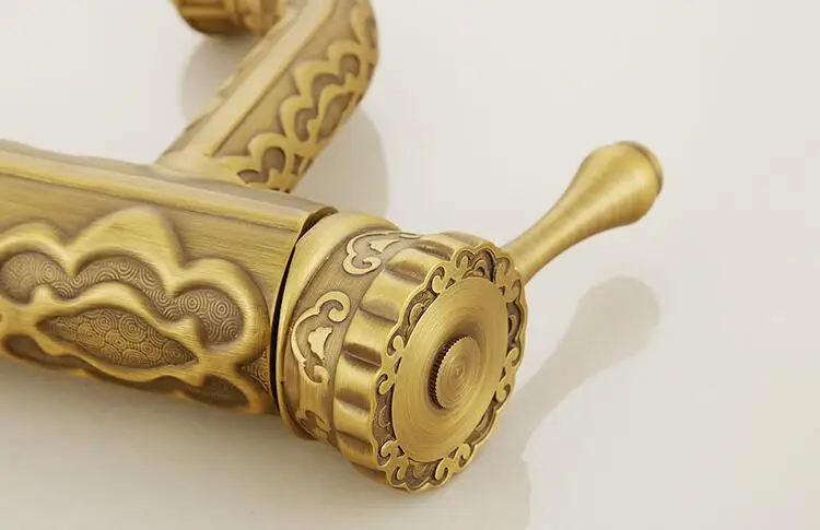 Vidric Basin Faucets Solid Brass Vintage Antique Bronze Crane Bathroom Faucet Single Handle Hot and Cold Water Basin Mixer Tap