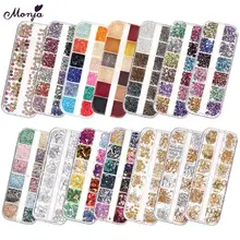 Monja 1/2/3 мм Нейл-арт Смешанный красочный круглый ультратонкое естественное освещение с блестками; с блестками хлопья очарование украшения маникюрные инструменты