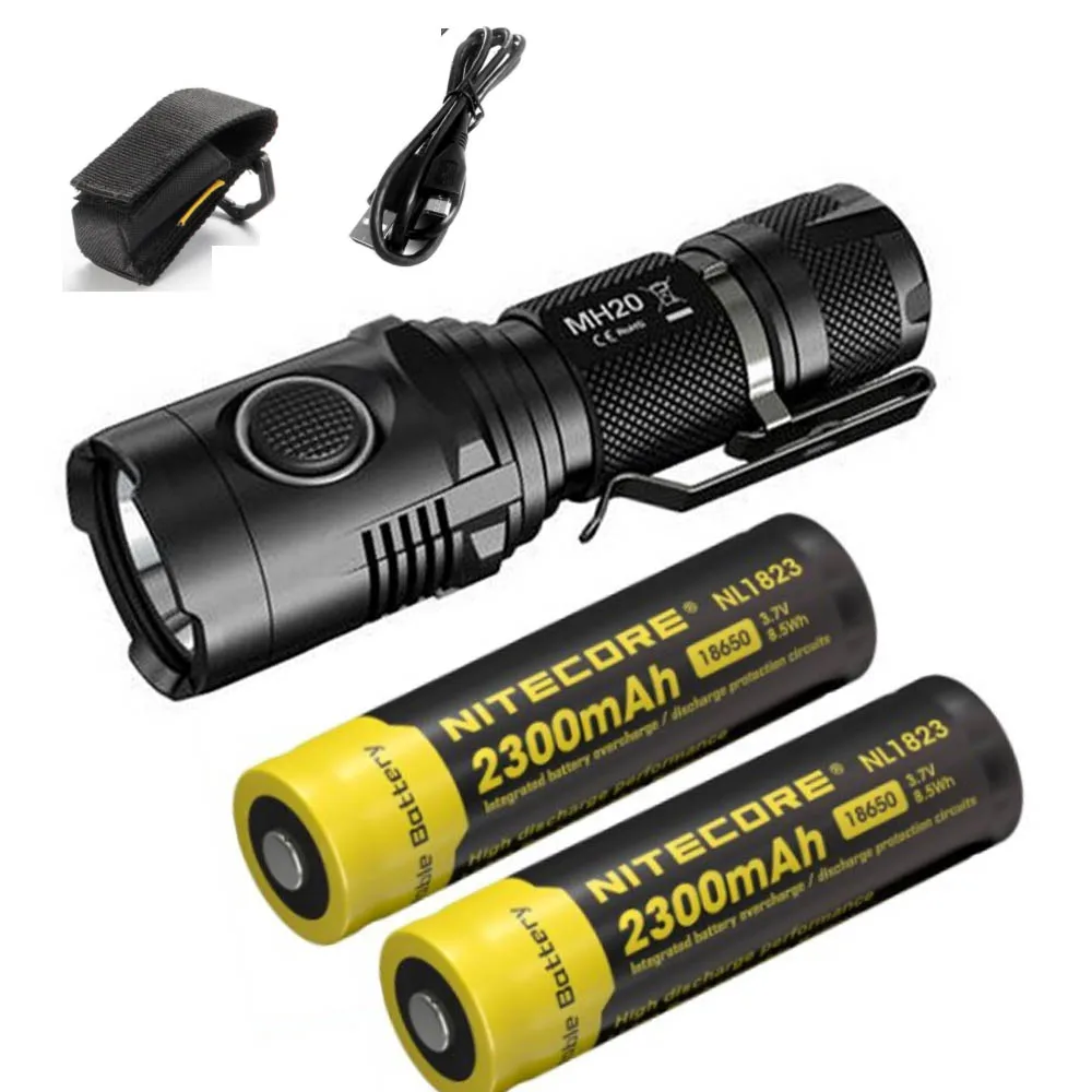 NITECORE MH20 Micro-usb зарядка вспышка CREE XM-L2 U2 Макс 1000 люмен луч бросок 220 м Спорт на открытом воздухе фонарь тактический фонарь - Испускаемый цвет: MH20 2xNL1823