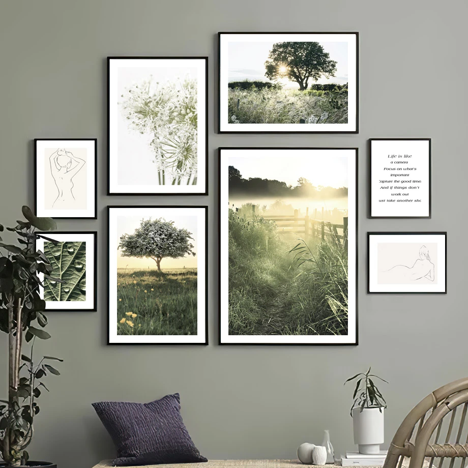 Landscape Wall Art Canvas Prints Green Trees Grass Painting Home Decor Poster