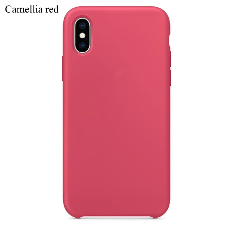 camellia red Роскошный официальный силиконовый чехол с логотипом чехлы для iPhone 6 s 7 8 plus для Apple IPhone X XS Max XR айфон 8 плюс афон айфона xr кейс чехля чехла чехле бампер case cover - Цвет: camellia red