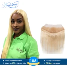 Новая звезда волос Блонд 13 ''x 4'' Кружева Фронтальная Закрытие бразильские волосы remy 613 прямые человеческие волосы уха до уха часть