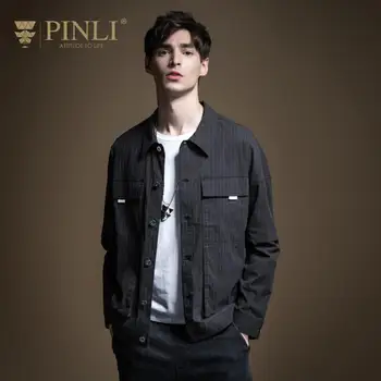 

PINLI 2020 Spring New Slim Men's Striped Tooling Tide Brand Simple Street Classic Wild Youth Casual Jacket Coat B201104062