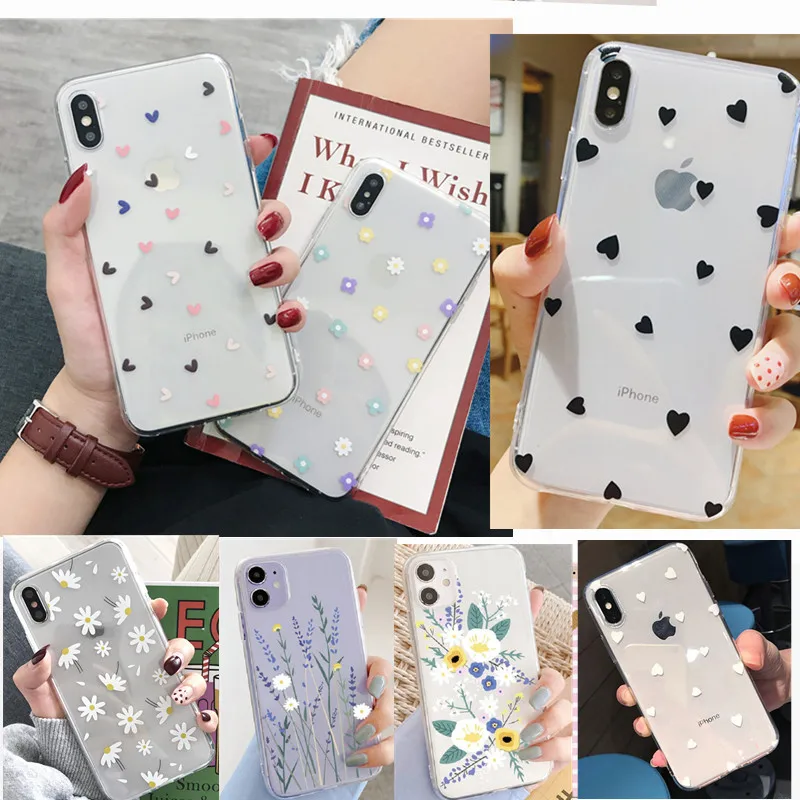 Чехол для Телефона iPhone 7 8 Plus 6 6S X XS Love Heart Flower Cute Animal 5 5S SE Модная Мягкая силиконовая