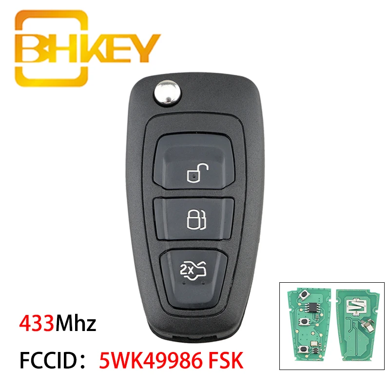 BHKEY 5WK49986 REMOTE CAR KEY FOR FORD C-MAX S-MAX FOCUS MK3 GRAND MONDEO 2010-2018 SMART CAR KEY FSK 433MHZ 3 BUTTONS