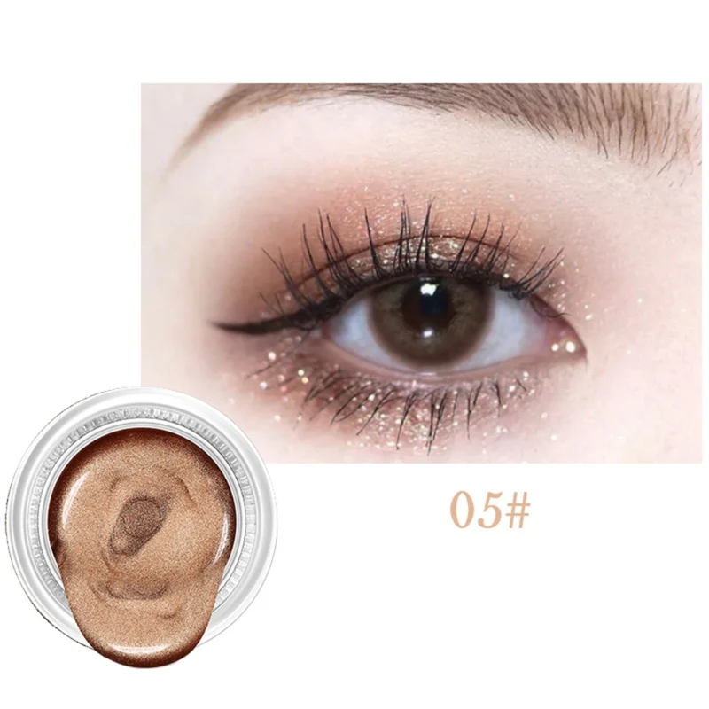 Черный Shimmer Jelly Eye Shadow Waterproof Smudge-proof Long-lasting Brighten Gel Eyeshadow - Цвет: Черный