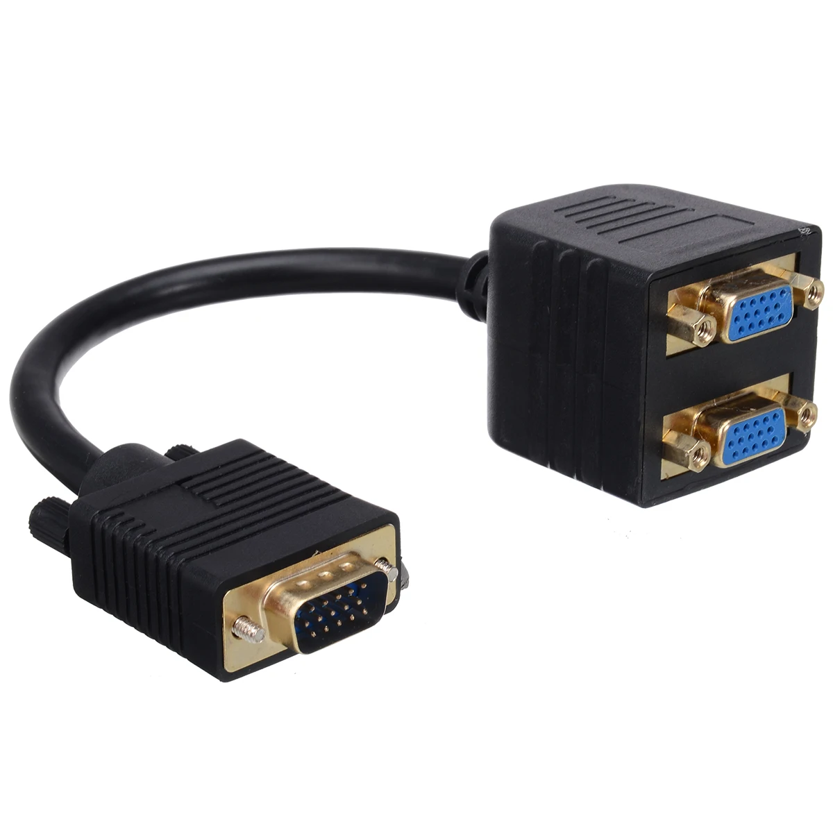 VGA Splitter Cable 15Pin VGA 1 Male to Dual 2 VGA Female Adapter
