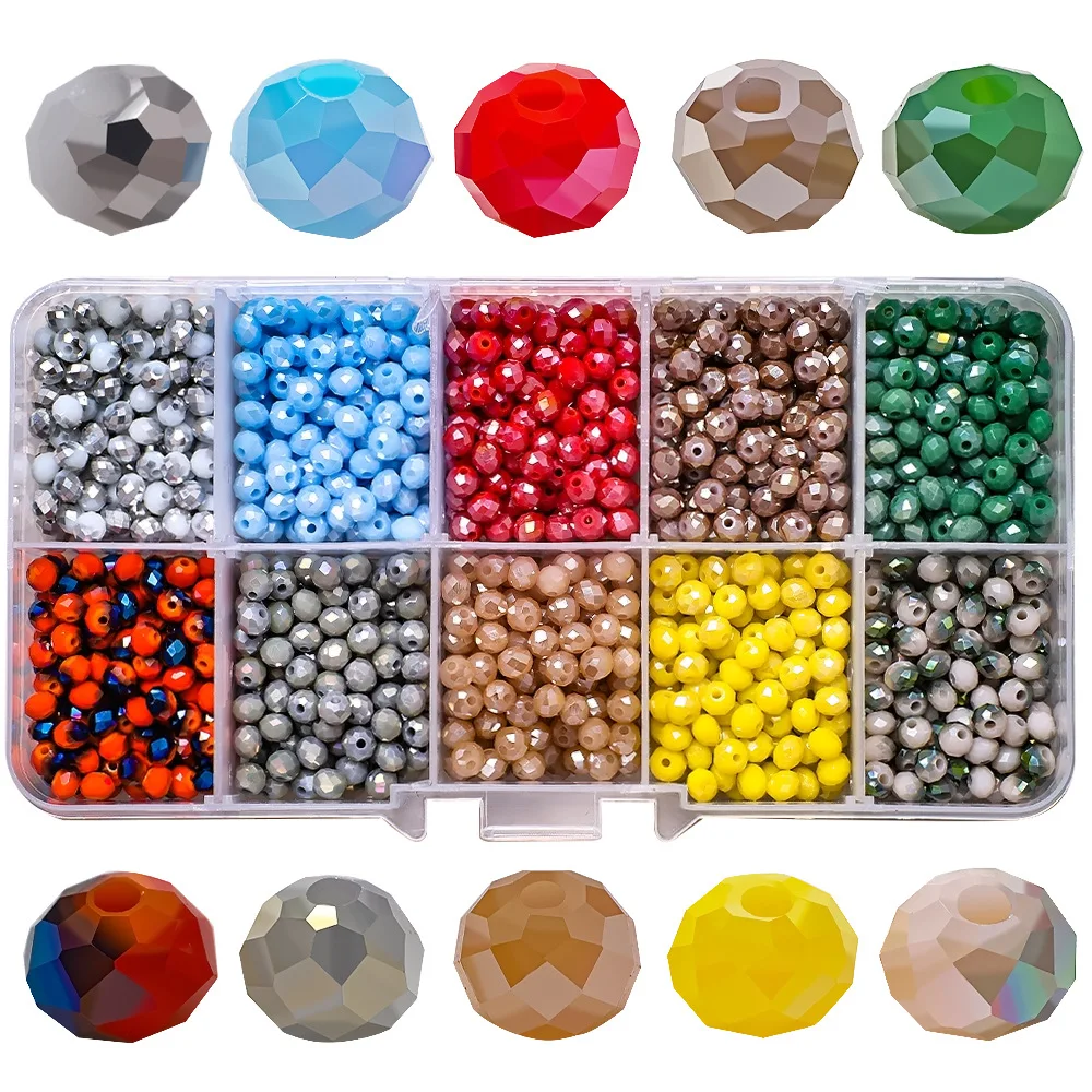 Loose 100pcs 4x3mm Faceted Glass Crystal Beads Rondelle Spacer Jewelry Findings# 